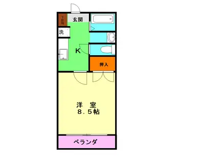 フェリーチェ水前寺南(1K/5階)の間取り写真