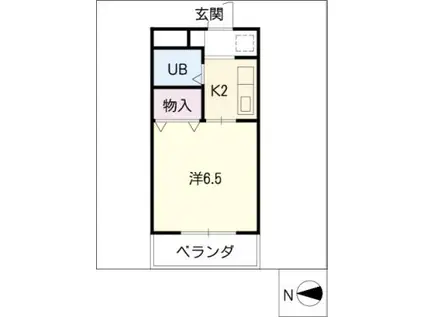 ネストF1(1K/2階)の間取り写真