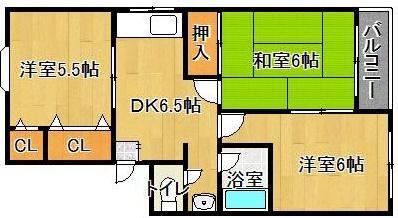 パークサンハイツ(3DK/2階)の間取り写真