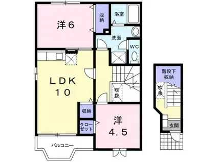 カーサB(2LDK/2階)の間取り写真