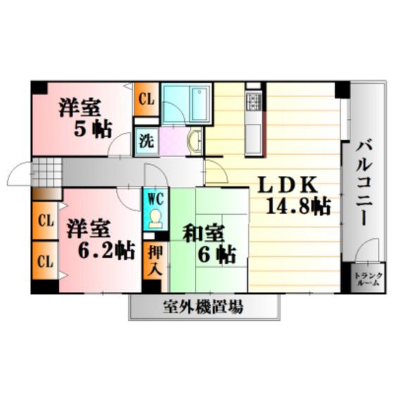 アスティオン早稲田(3LDK/3階)の間取り写真