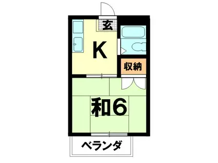 ウイステリアコーポ(1K/2階)の間取り写真