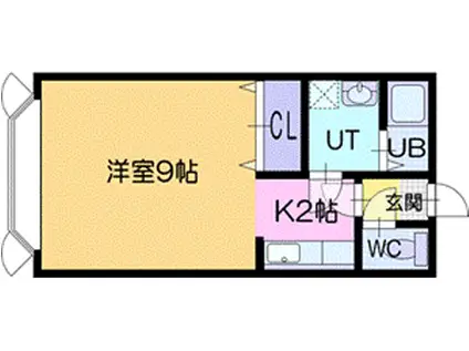 くるみパークハイツ(1K/2階)の間取り写真
