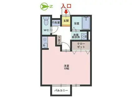 セボンセジュール(ワンルーム/1階)の間取り写真