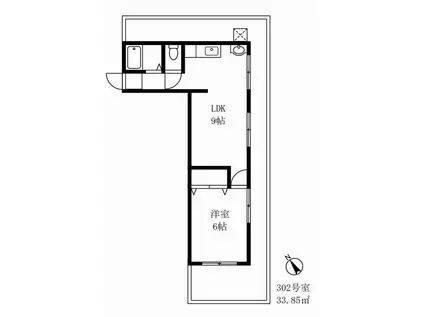高橋コーポ(1LDK/3階)の間取り写真