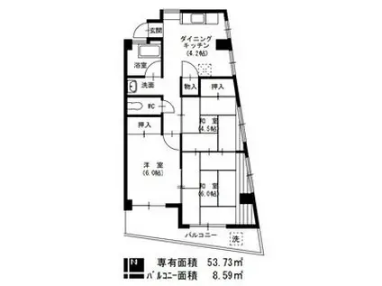 ロイヤルハイツタニ(3DK/4階)の間取り写真