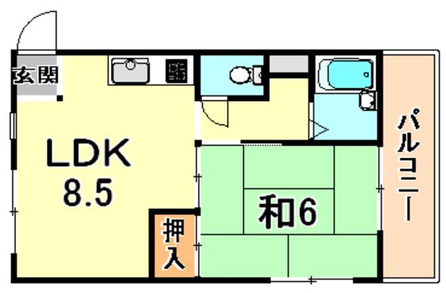 サニーハイツ西岡本(1LDK/3階)の間取り写真