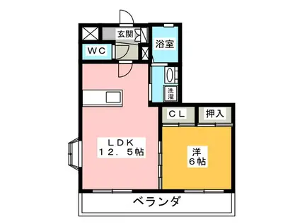 ケルンIII(1LDK/2階)の間取り写真