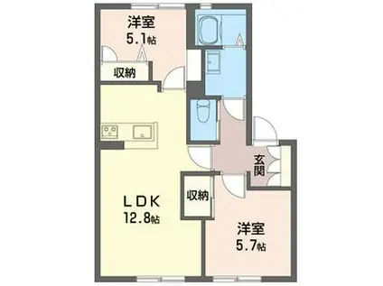 クレアールA(2LDK/2階)の間取り写真