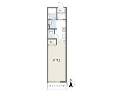 カーサアリエッタ(ワンルーム/2階)の間取り写真