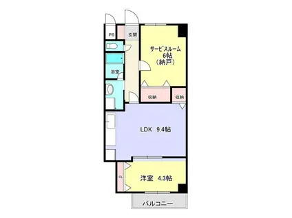 ハーモニーヒルズ中川(1SLDK/5階)の間取り写真