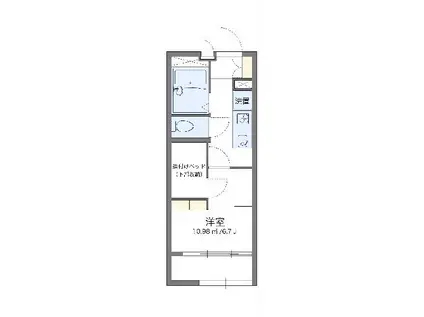 レオパレスアルファヒルズII(1K/1階)の間取り写真