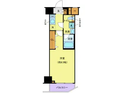 LEXE長原(1K/4階)の間取り写真