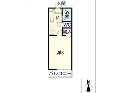 アピア瑞穂ヶ丘(1K/2階)の間取り写真