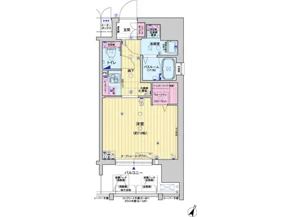 レオンヴァリエ大阪ベイシティII(1K/6階)の間取り写真