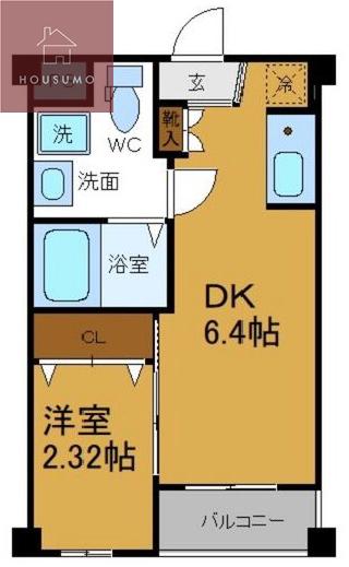コバルト森ノ宮イースト(1DK/2階)の間取り写真
