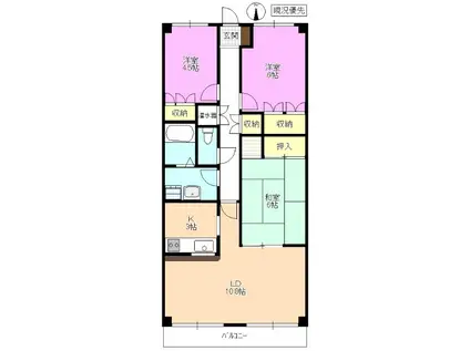 マンション渚(3LDK/3階)の間取り写真