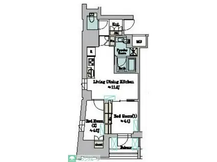 BRILLIA IST 墨田曳舟(2LDK/12階)の間取り写真