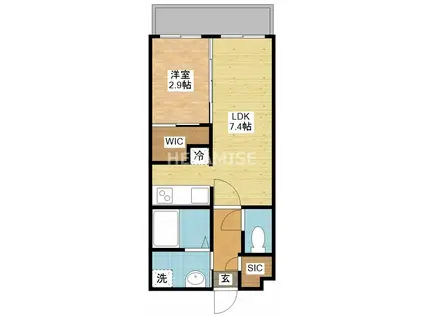 デ・クメール リバーII(1LDK/3階)の間取り写真