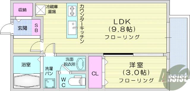 ルミナス川平(1LDK/2階)の間取り写真