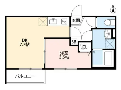 T.Aさいたま市北区大成町4丁目IIIB棟ティーエーサイタマシキタクオオ(1DK/2階)の間取り写真