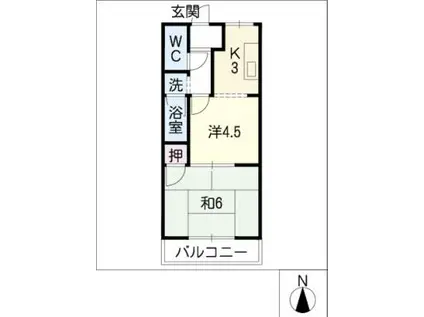 コミュニティタウン89(2K/2階)の間取り写真