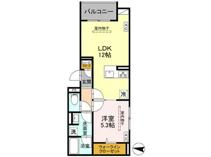 フリシュ深見(1LDK/2階)の間取り写真