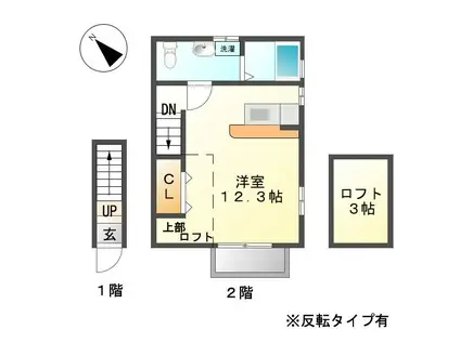 Mステージ葵西(ワンルーム/2階)の間取り写真