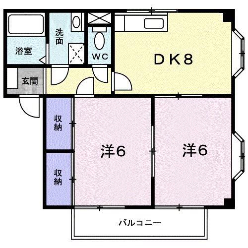 ヴィラマリン A(2DK/2階)の間取り写真