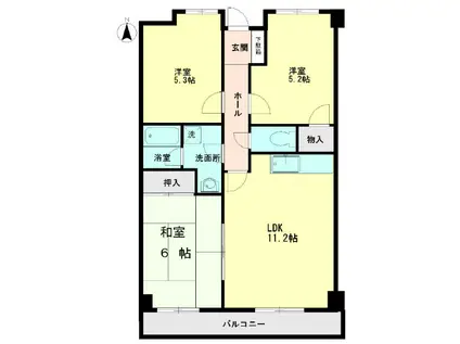 ソレイユ伊吹(3LDK/2階)の間取り写真