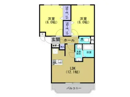 ラ・エトワールI(2LDK/1階)の間取り写真