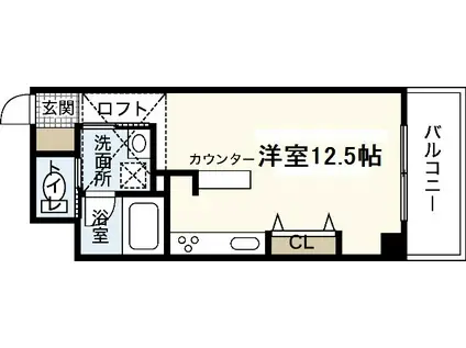 X-SELLヒラモト平和大通(ワンルーム/5階)の間取り写真