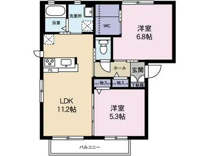 グラン シャリオ(2LDK/2階)の間取り写真