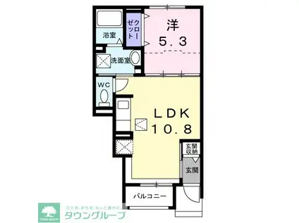 プラシード・ピアッツァ(1LDK/1階)の間取り写真