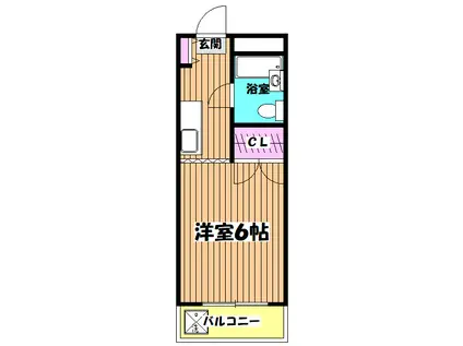 キャッスル・羽村(1K/3階)の間取り写真