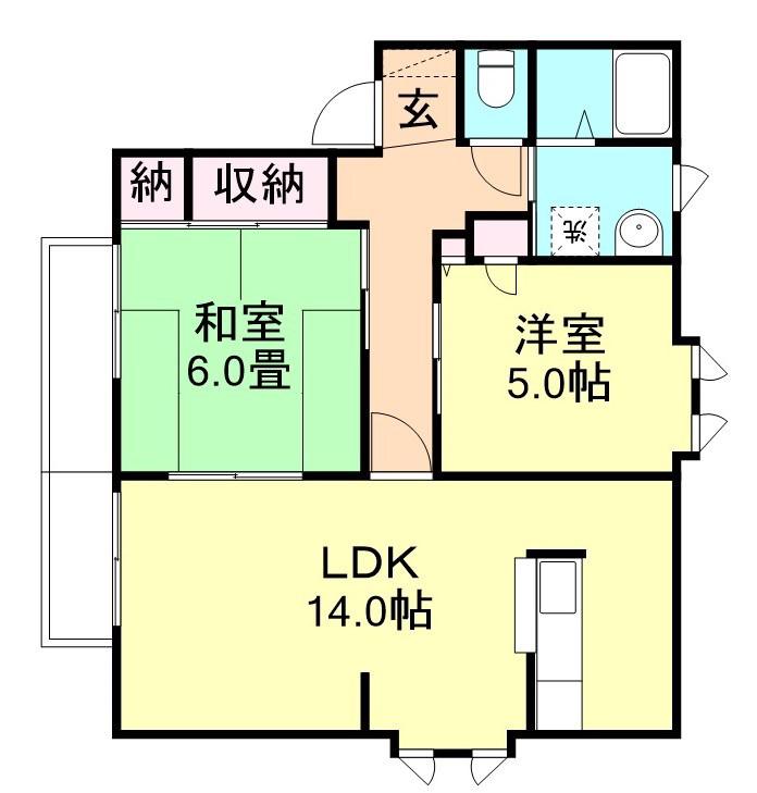 パミドールE棟(2LDK/2階)の間取り写真