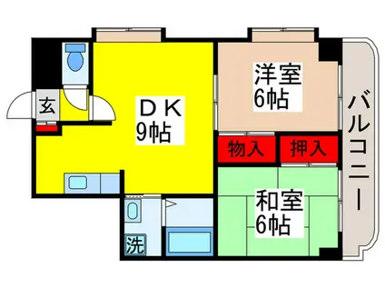 ウェルス幸(2DK/4階)の間取り写真