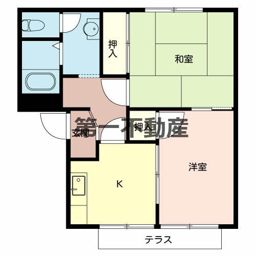 ガーデンハイツ緑ケ丘EFGH(2K/1階)の間取り写真