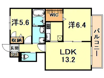 シャーメゾン天王(2LDK/1階)の間取り写真