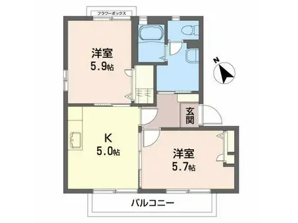 エターナルタウンE(2K/2階)の間取り写真