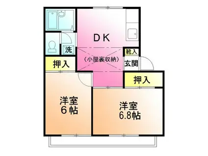 ドミール鶴川(2DK/2階)の間取り写真