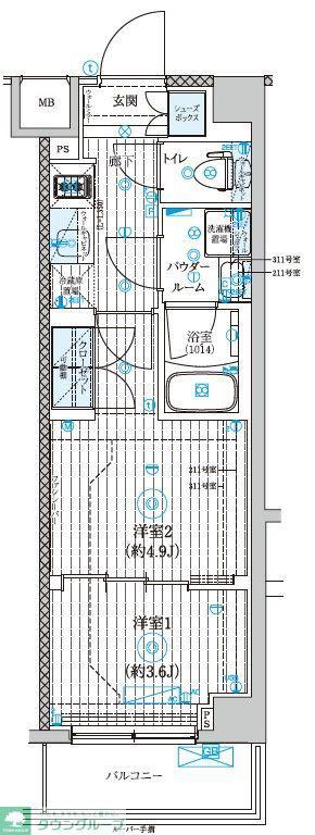GENOVIA世田谷砧II(2K/2階)の間取り写真