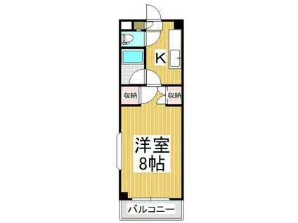 ハイツ原町(1K/3階)の間取り写真