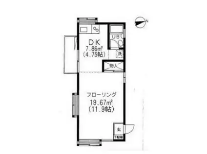 窪田ハイツ(1DK/1階)の間取り写真