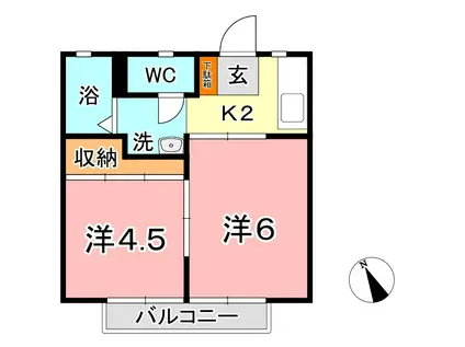 AKASAKI APARTMENT(2K/2階)の間取り写真