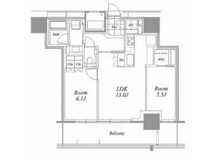 グランドメゾンTHE池下ガーデンタワー(2LDK/24階)の間取り写真
