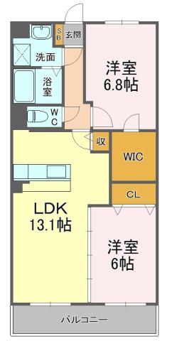 ハミングバード(2LDK/2階)の間取り写真