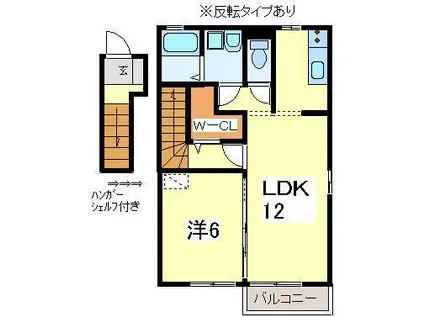 モダンコート矢巾(1LDK/2階)の間取り写真