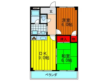 プレミールコート末広町(2DK/3階)の間取り写真