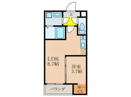 MOVE吹田(1LDK/2階)の間取り写真